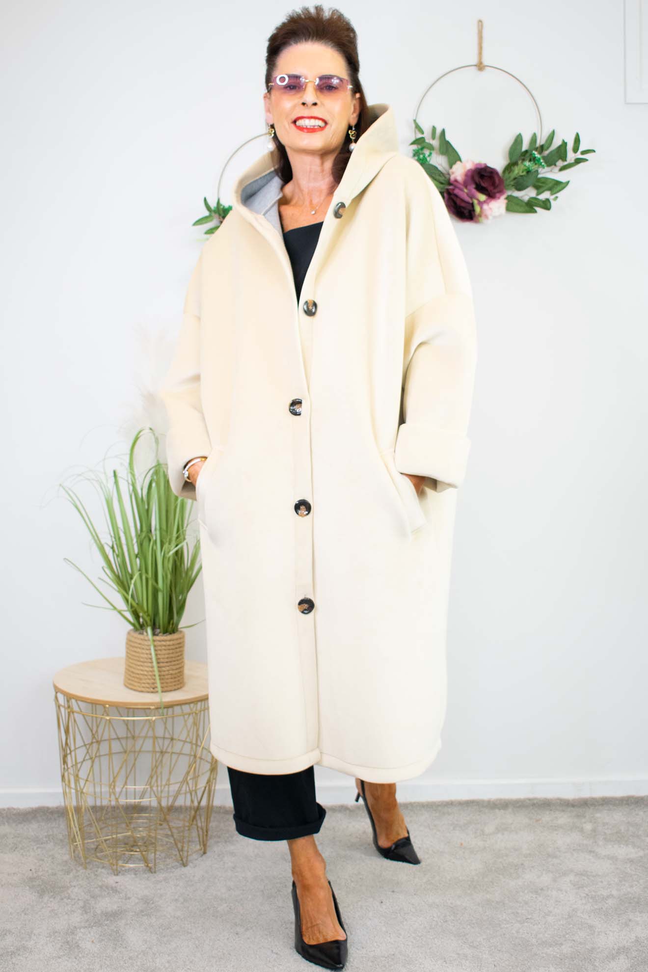 Luxury Montreal Longline Hooded Coat in Warm Beige – Bond Street Store
