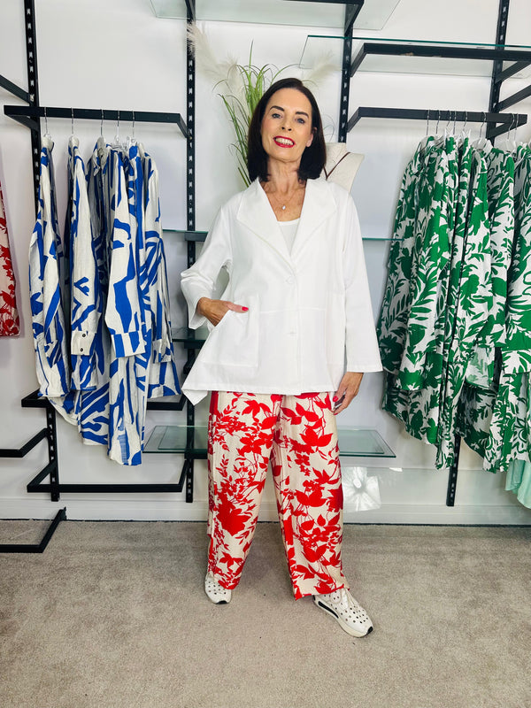 Malibu Red floral print trousers