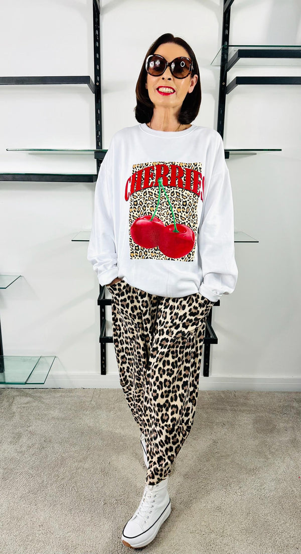 Cherry Berry leopard Sweatshirt Top