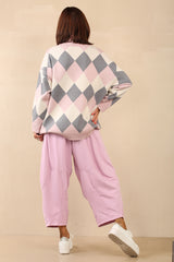 MARIA KNITTED JUMPER - PINK/GREY