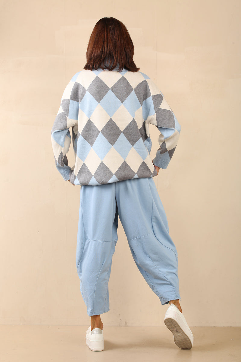 MARIA KNITTED JUMPER - BLUE/GREY