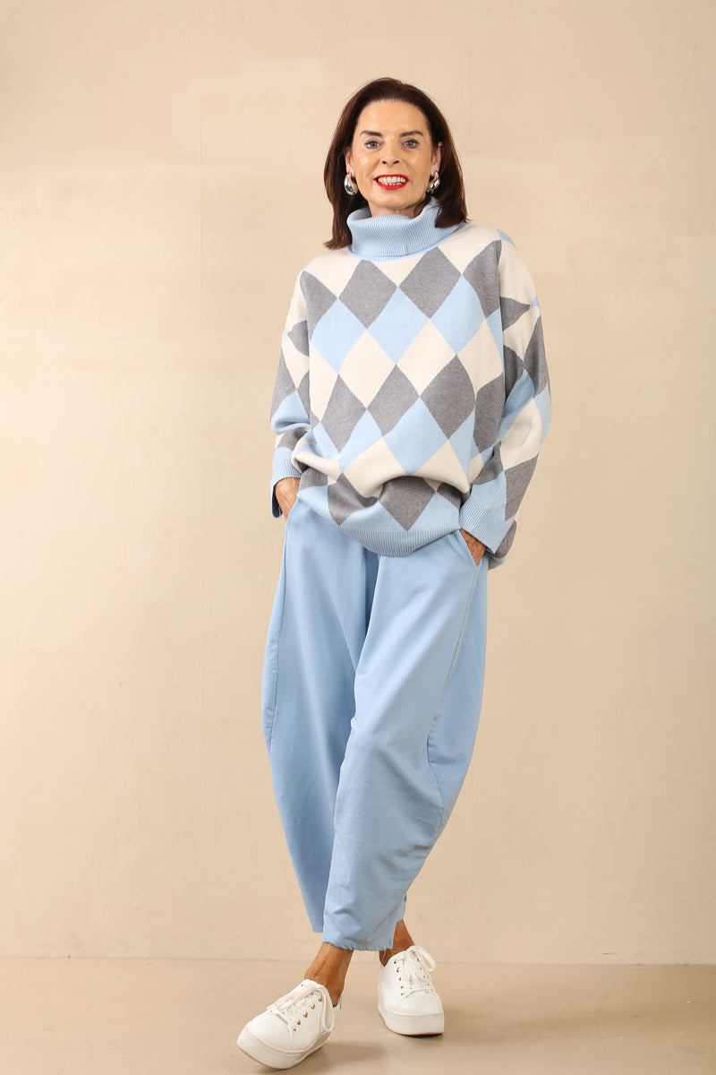 MARIA KNITTED JUMPER - BLUE/GREY