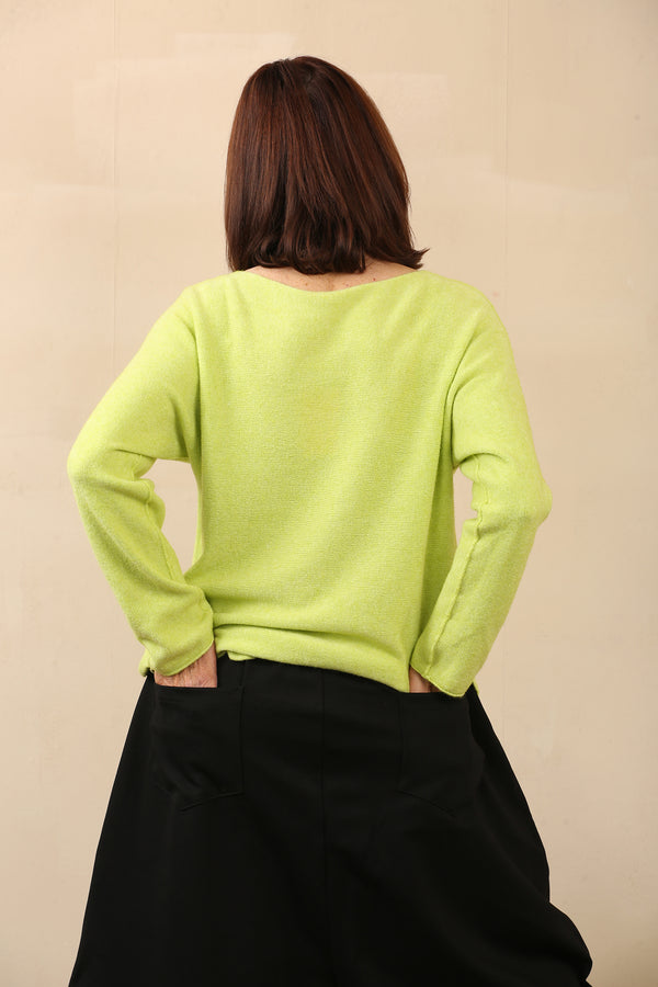 IRIZ Knitwear round neck jumper-Lime Green