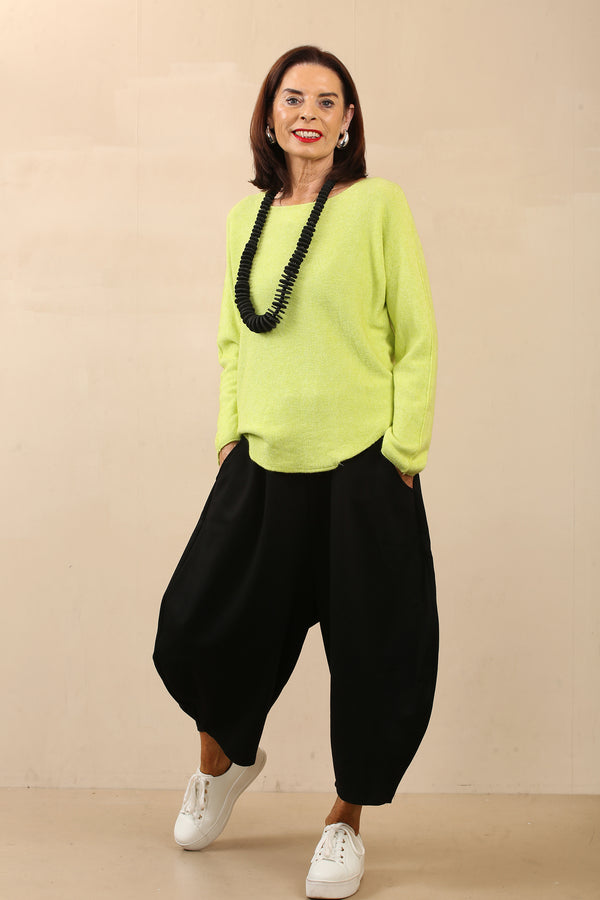 IRIZ Knitwear round neck jumper-Lime Green