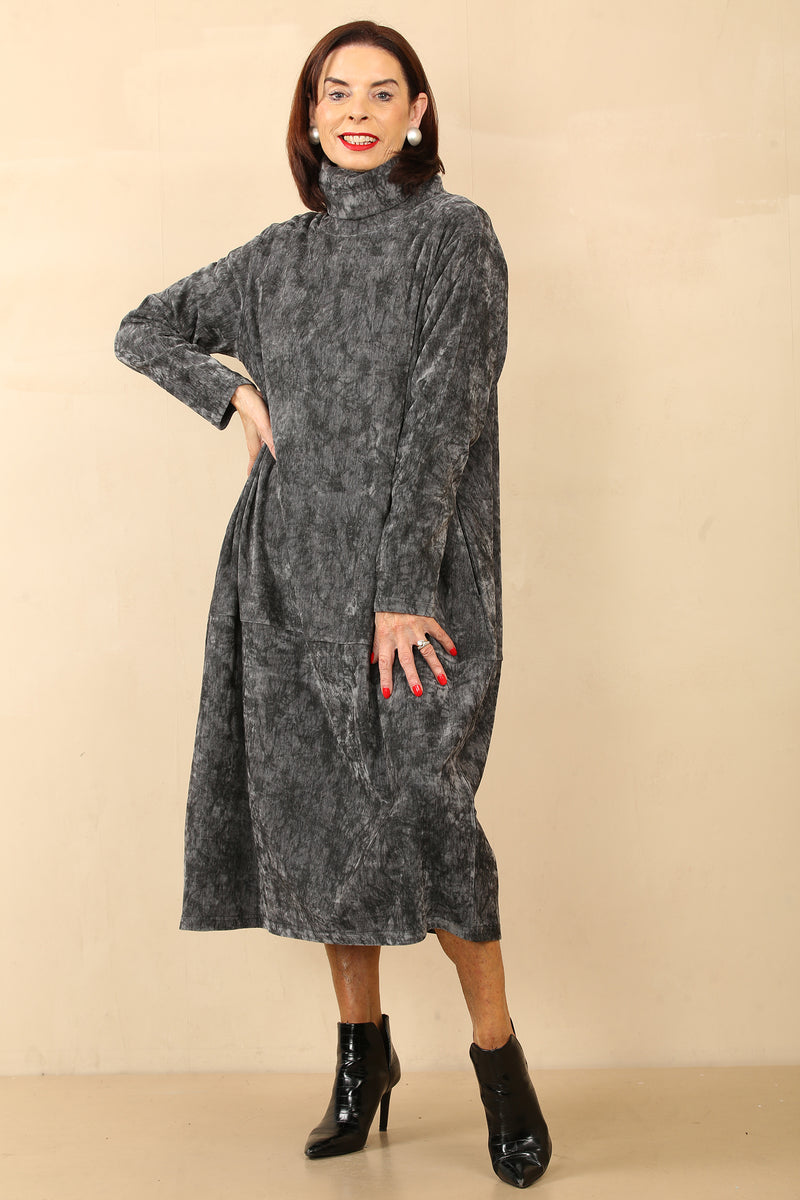 CARRIE CHENILLE COCOON DRESS - GREY