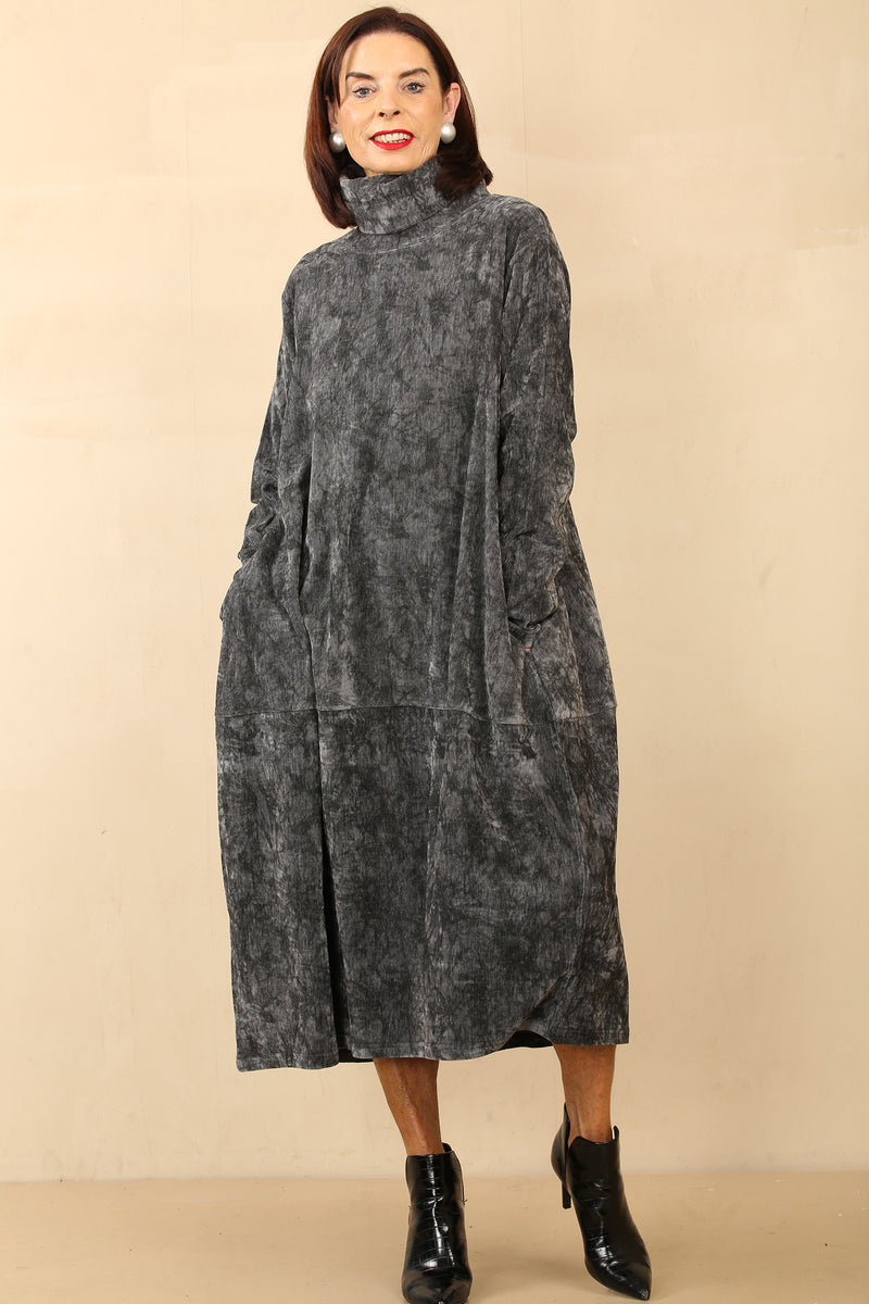 CARRIE CHENILLE COCOON DRESS - GREY