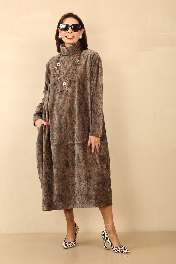 CARRIE CHENILLE COCOON DRESS - MOCHA