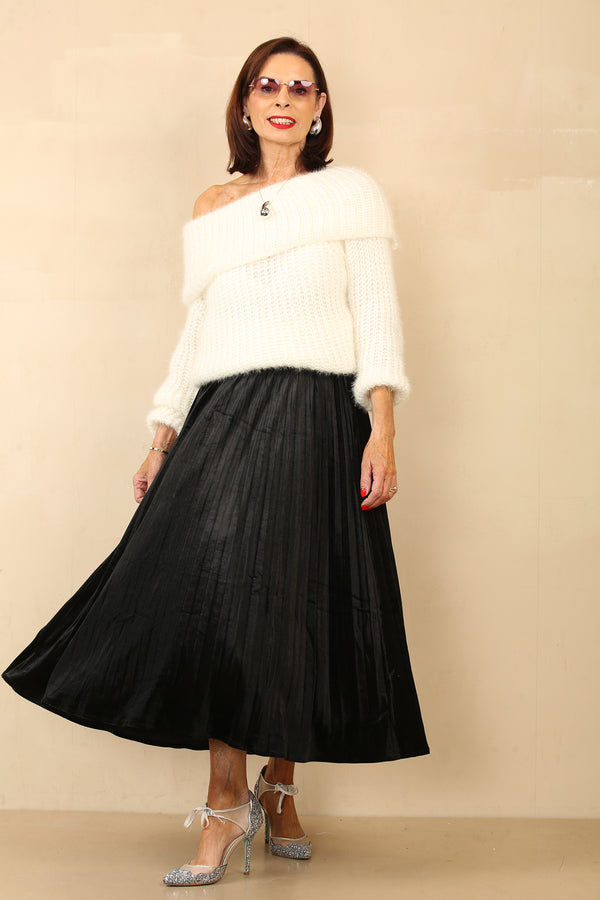 LINA VELVET SKIRT - BLACK