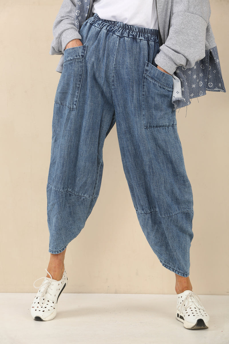 Tina premium denim pre washed cacoon jeans