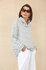 Tiffany light blue stripe hooded sweatshirt