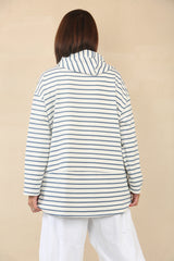 Tiffany light blue stripe hooded sweatshirt