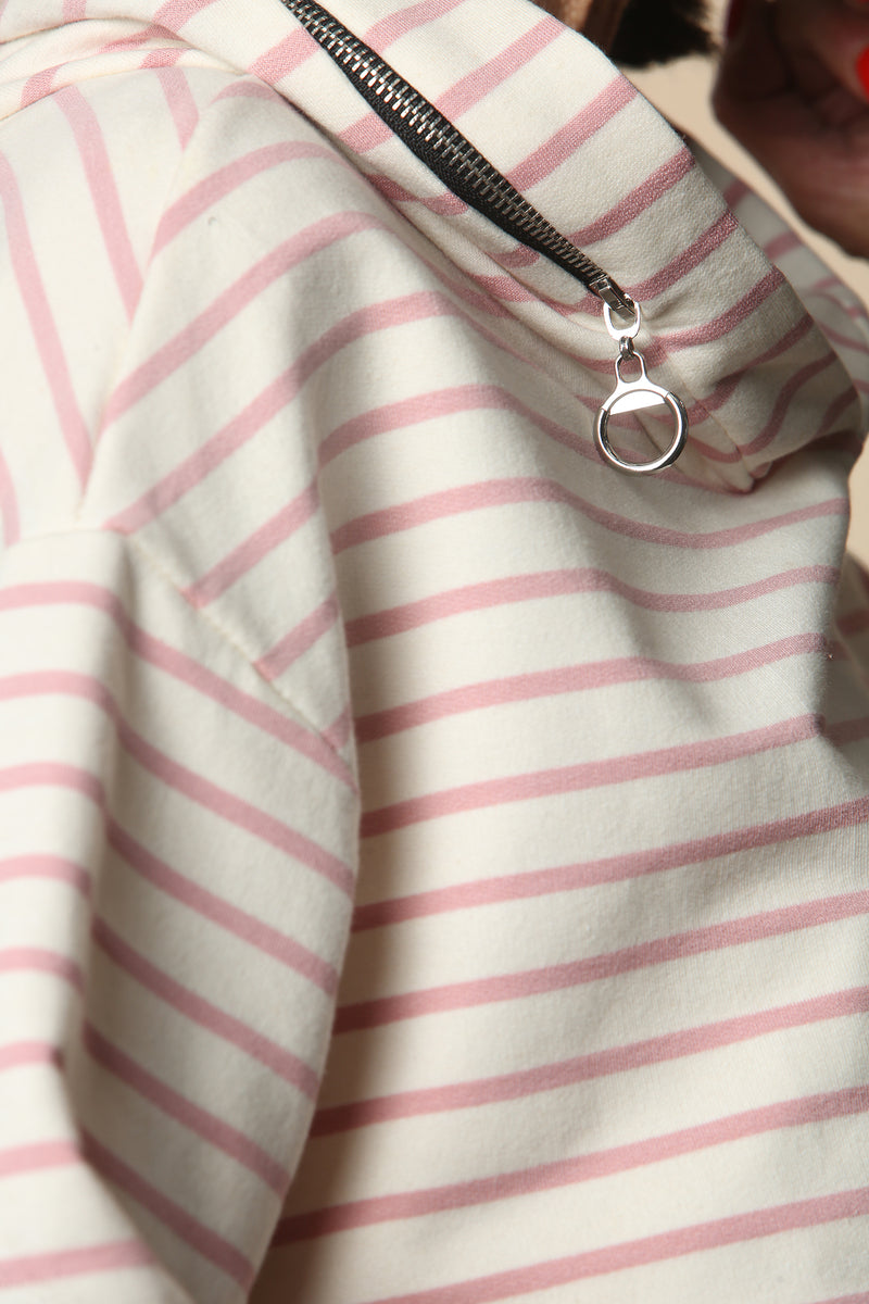 Tiffany light pink stripe hooded sweatshirt