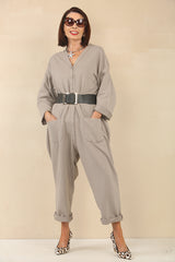 Monica Vneck mocha jumpsuit