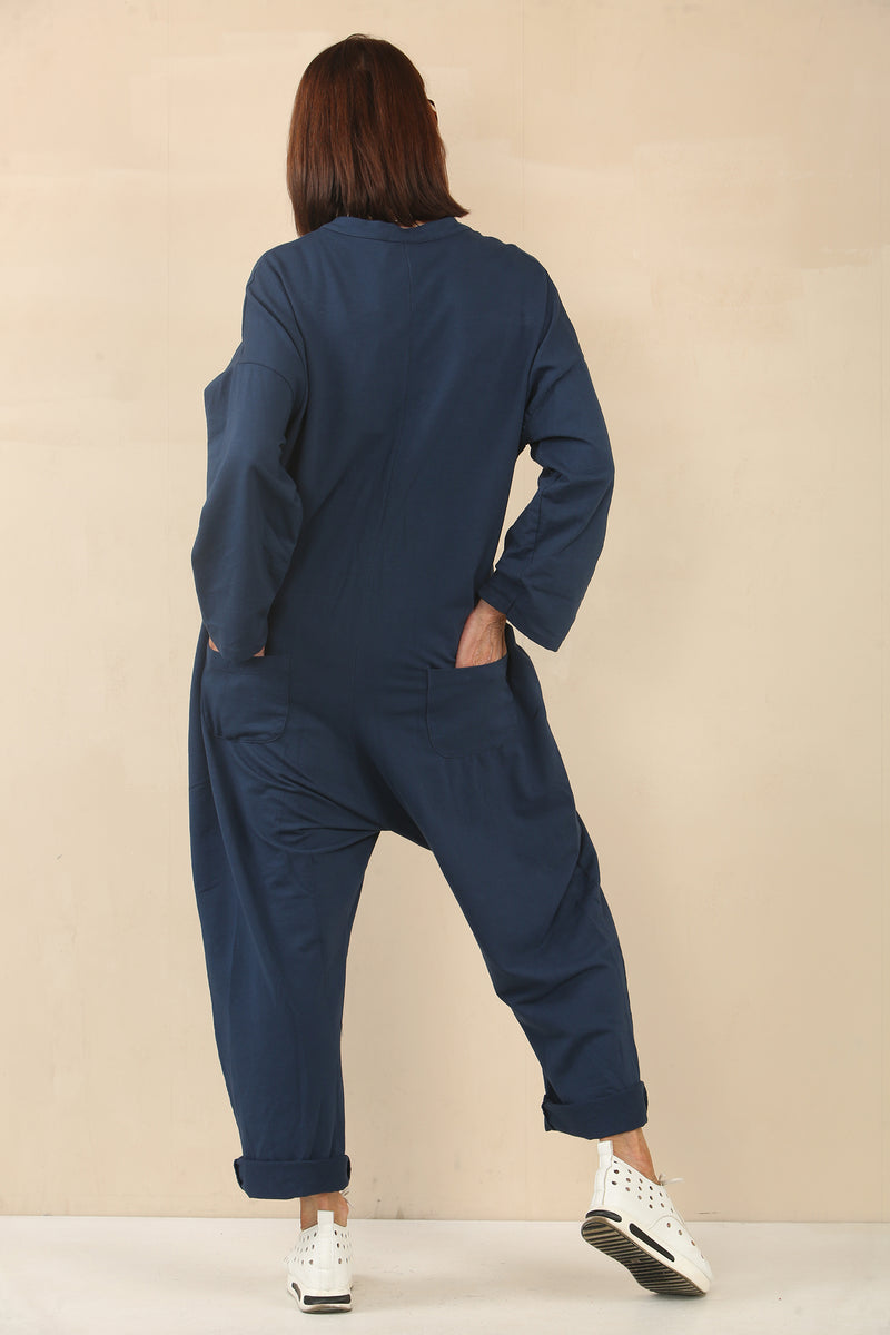 Monica Vneck navy jumpsuit