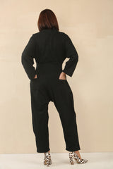 Monica Vneck black jumpsuit