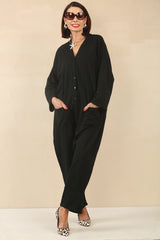 Monica Vneck black jumpsuit