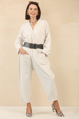 Monica Vneck stone jumpsuit