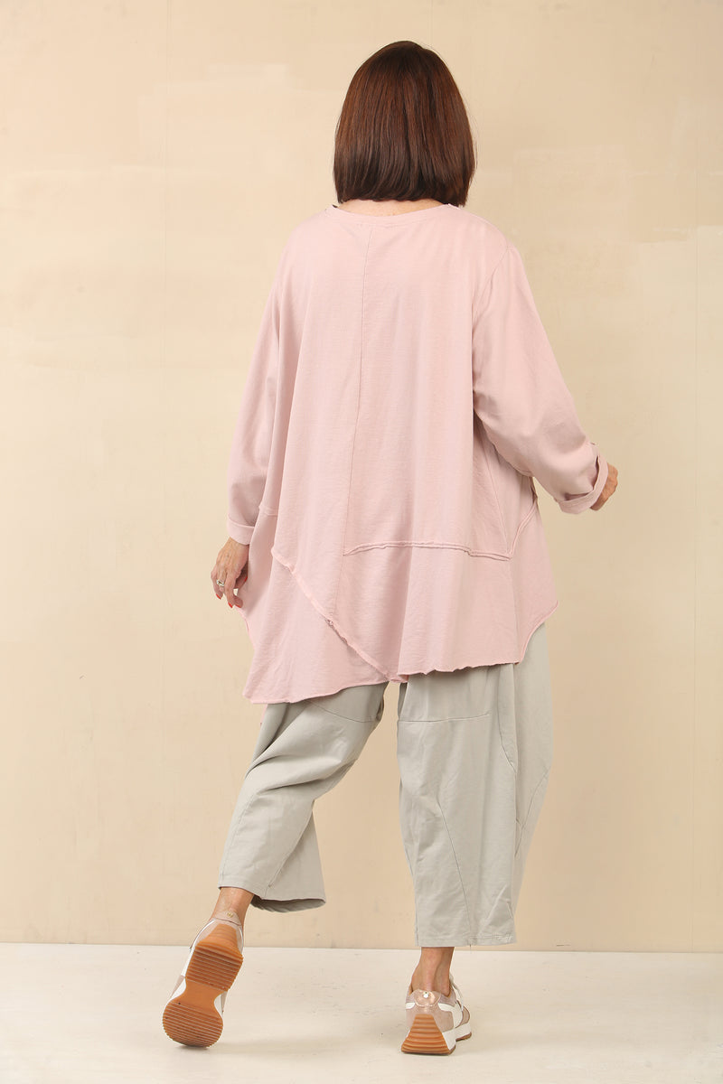 Coleene HIGH-LOW SWEATSHIRT in Blush color