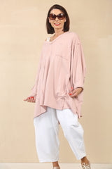 Iizzy HIGH-LOW SWEATSHIRT in Blush color