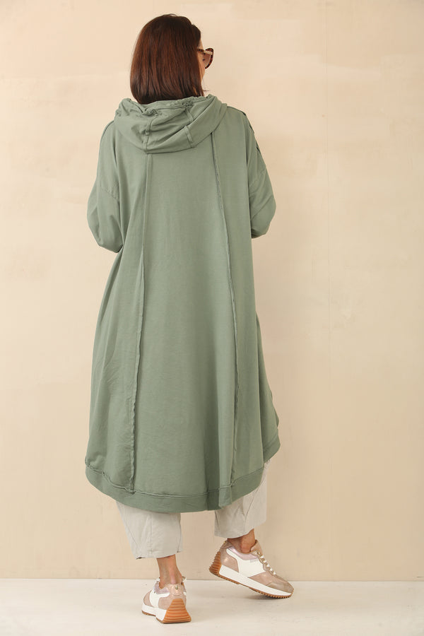 MARLOW SWEATSHIRT COCOON DRESS IN SAGE