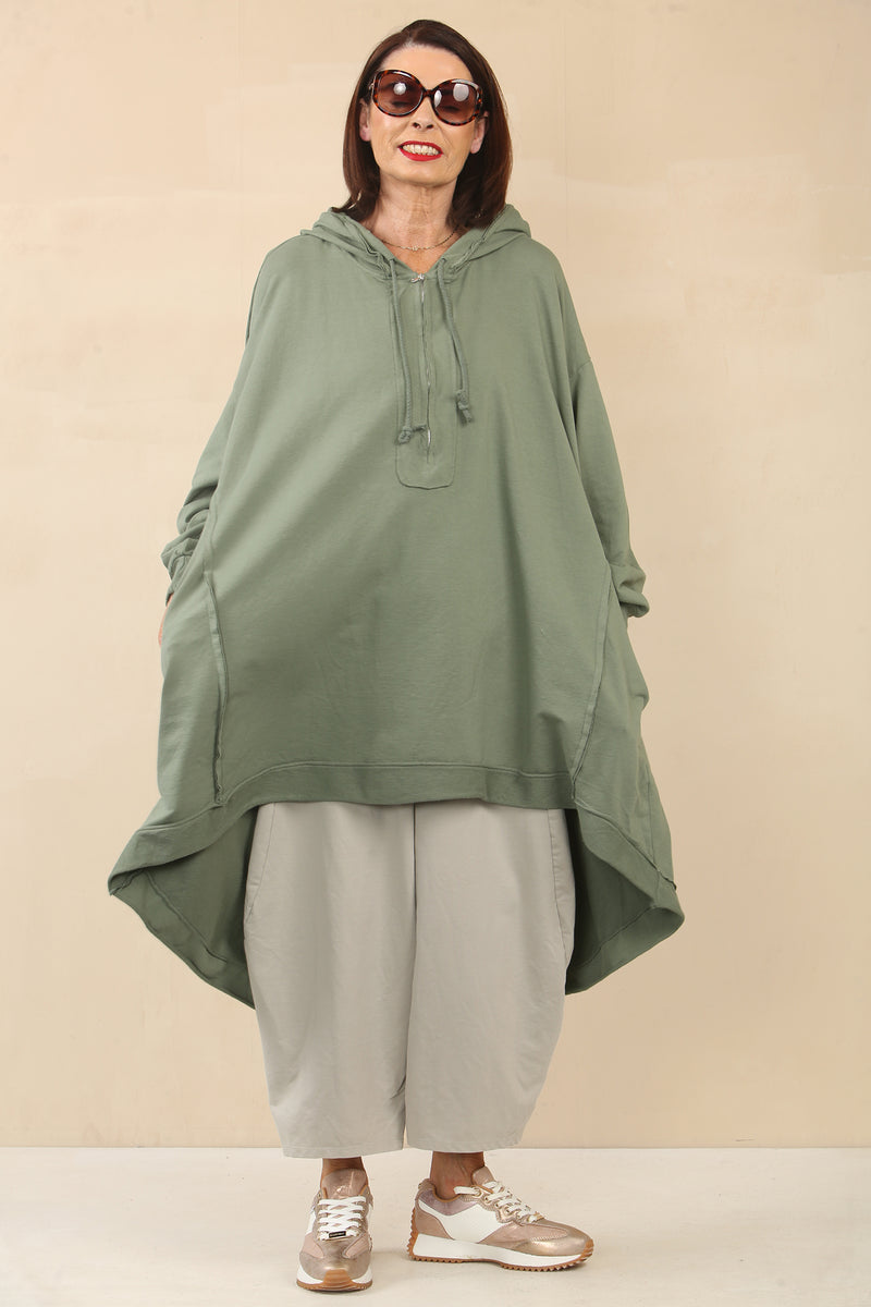 MARLOW SWEATSHIRT COCOON DRESS IN SAGE