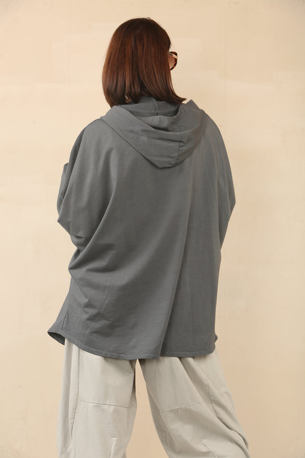 RAFFI HOODED SWEATSHIRT TOP  in Grey