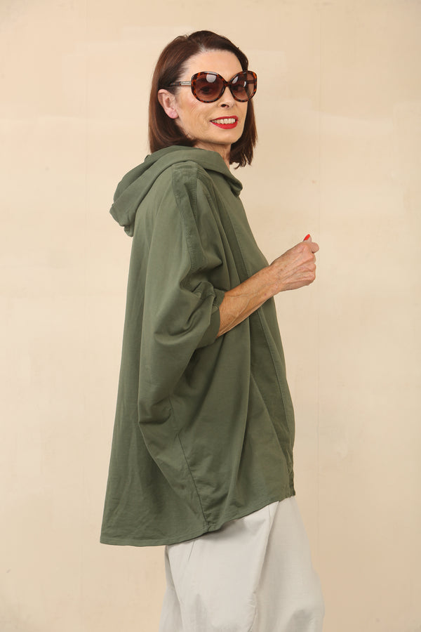 RAFFI HOODED SWEATSHIRT TOP  in Sage