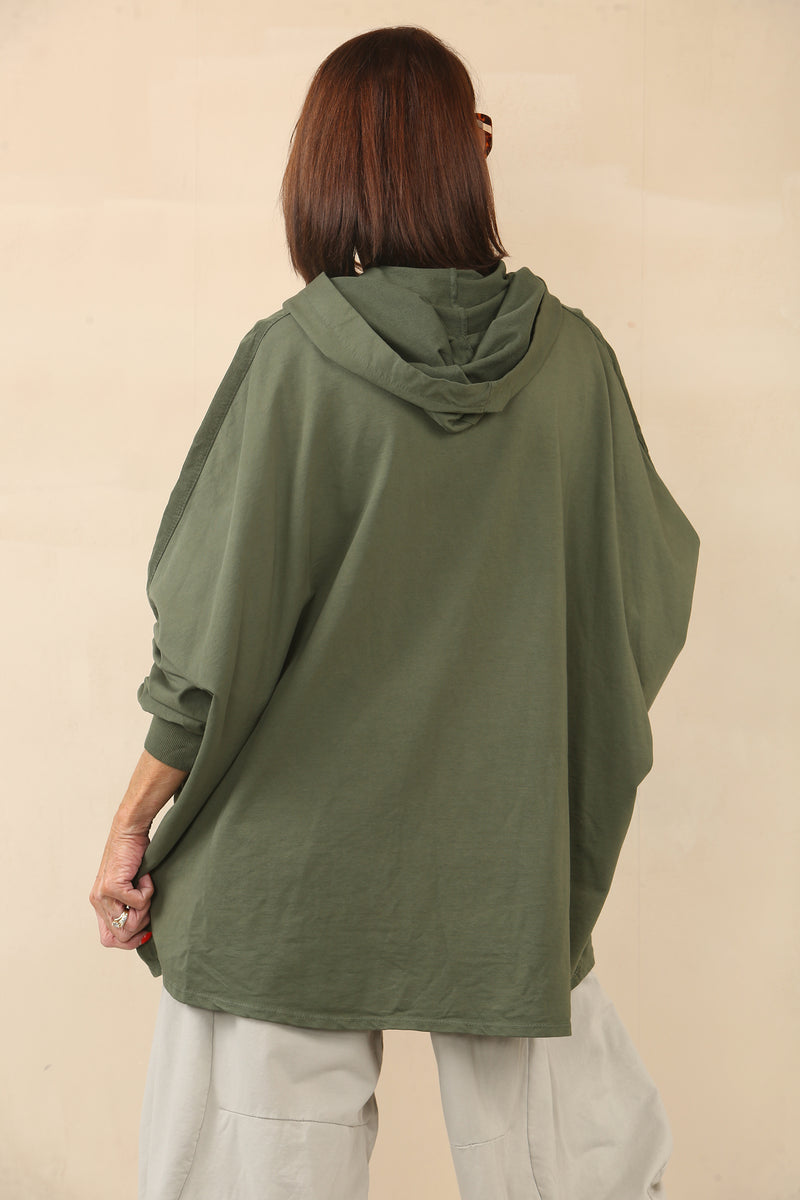 RAFFI HOODED SWEATSHIRT TOP  in Sage