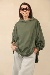 RAFFI HOODED SWEATSHIRT TOP  in Sage