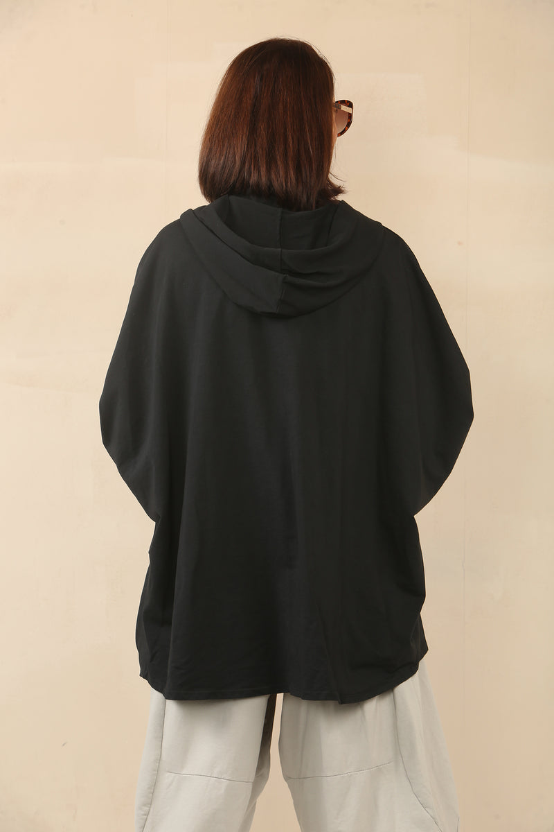 RAFFI HOODED SWEATSHIRT TOP  in Black