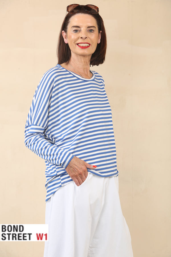 ELLIS ROUND NECK TOP IN BABY BLUE