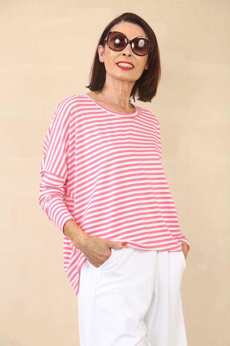 ELLIS ROUND NECK TOP IN BABY PINK