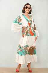 Gabriela Boho Dress in Orange