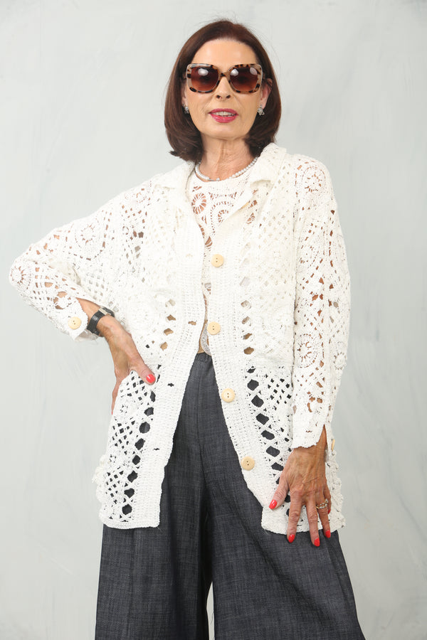 Katie Crochet Jacket in White