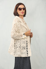 Katie Crochet Jacket in Beige