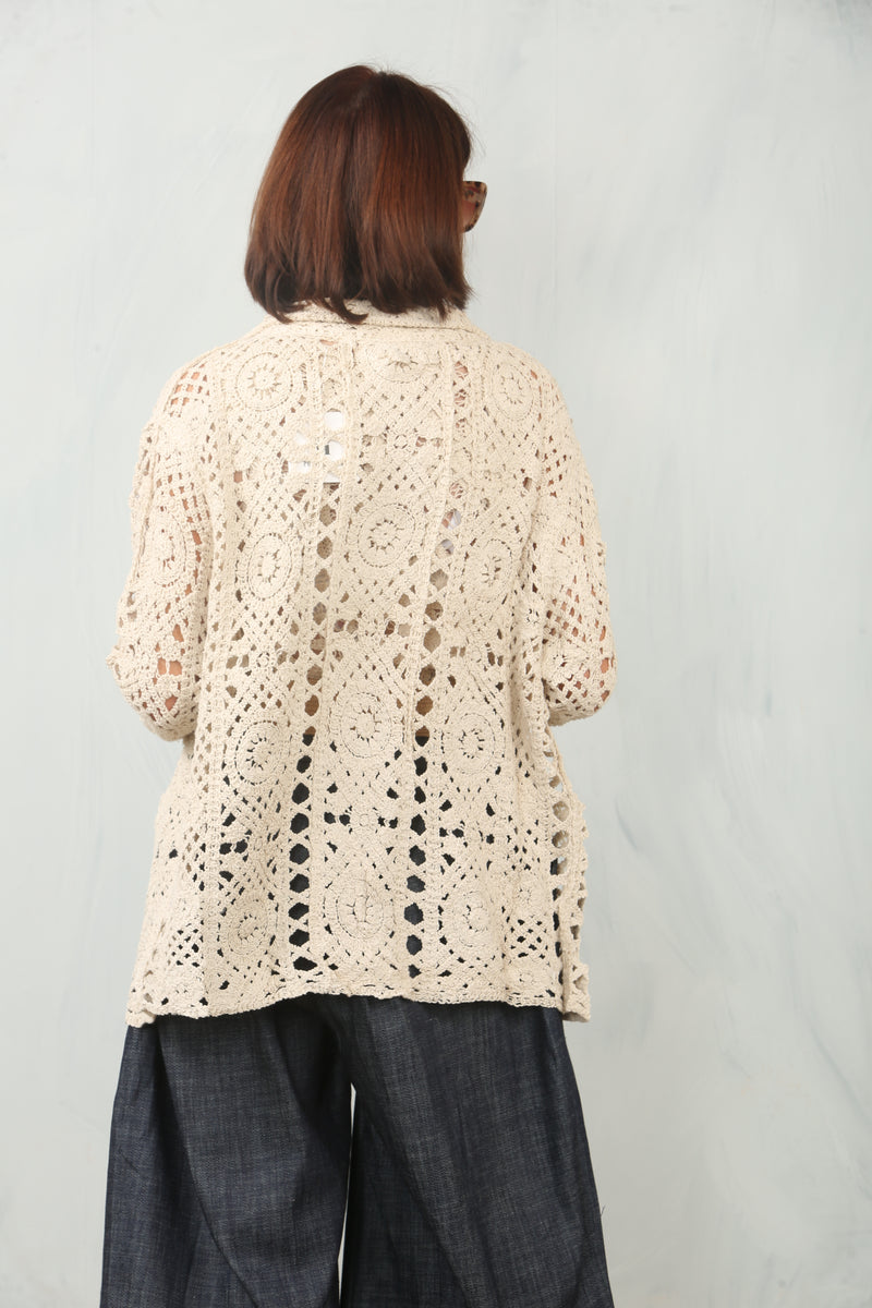 Katie Crochet Jacket in Beige