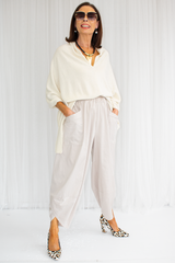 Kennedy Cotton Cocoon Trouser in Stone