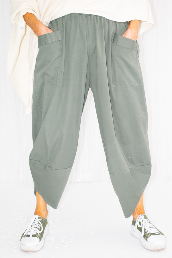 Kennedy Cotton Cocoon Trouser in Khaki