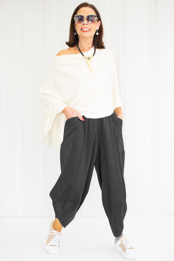 Kennedy Cotton Cocoon Trouser IN BLACK