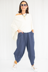 Kennedy Cotton Cocoon Trouser in Navy