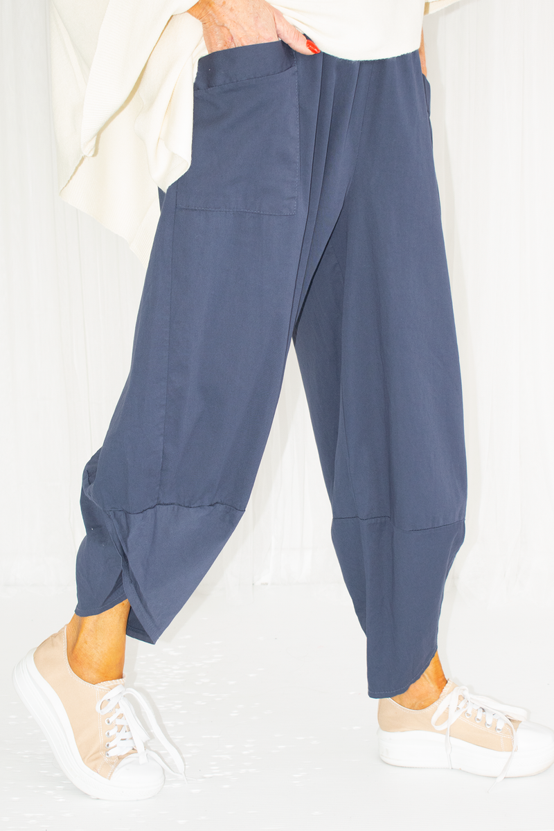 Kennedy Cotton Cocoon Trouser in Navy