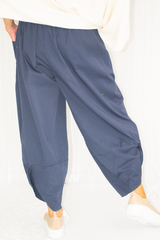 Kennedy Cotton Cocoon Trouser in Navy