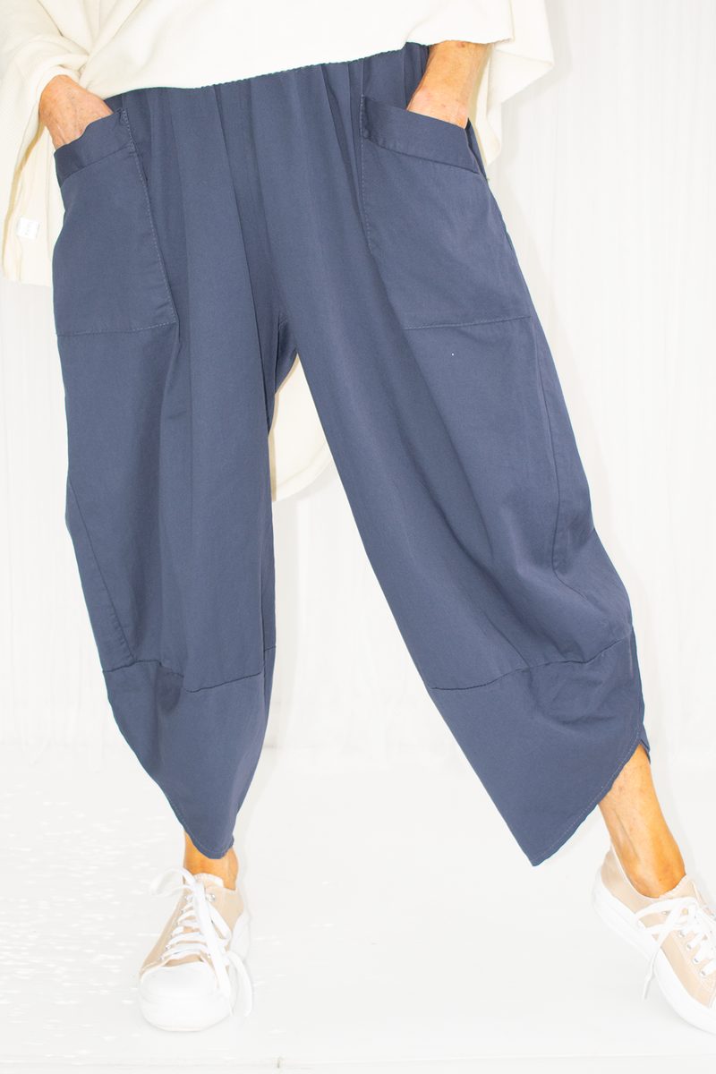 Kennedy Cotton Cocoon Trouser in Navy