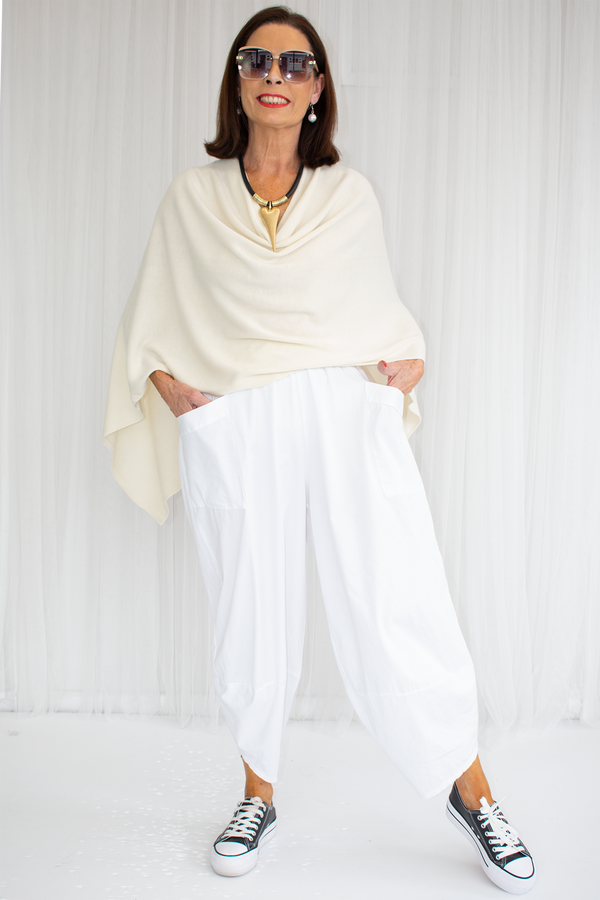 Kennedy Cotton Cocoon Trouser in White