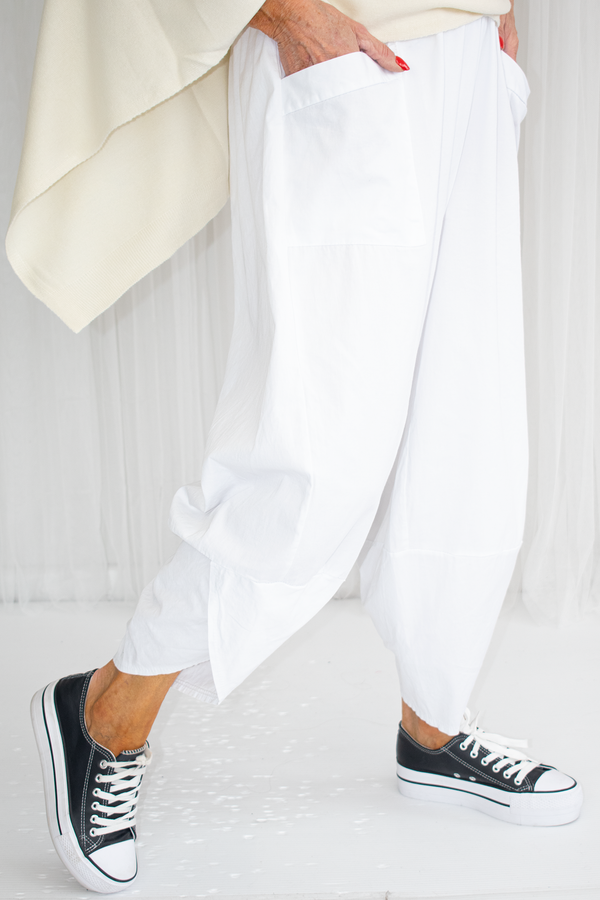 Kennedy Cotton Cocoon Trouser in White