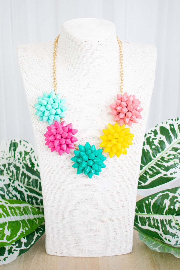 Vibrant Floral Charm Chain Necklace