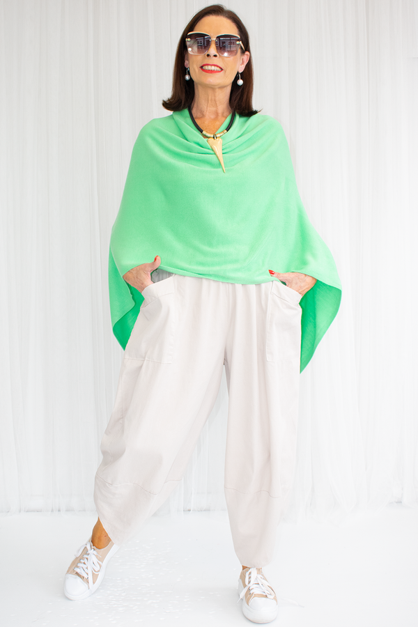 Mollie-Ann Poncho Style Fine Knit in Apple Green