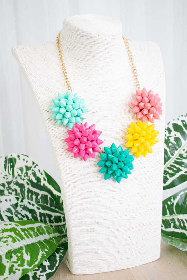 Vibrant Floral Charm Chain Necklace