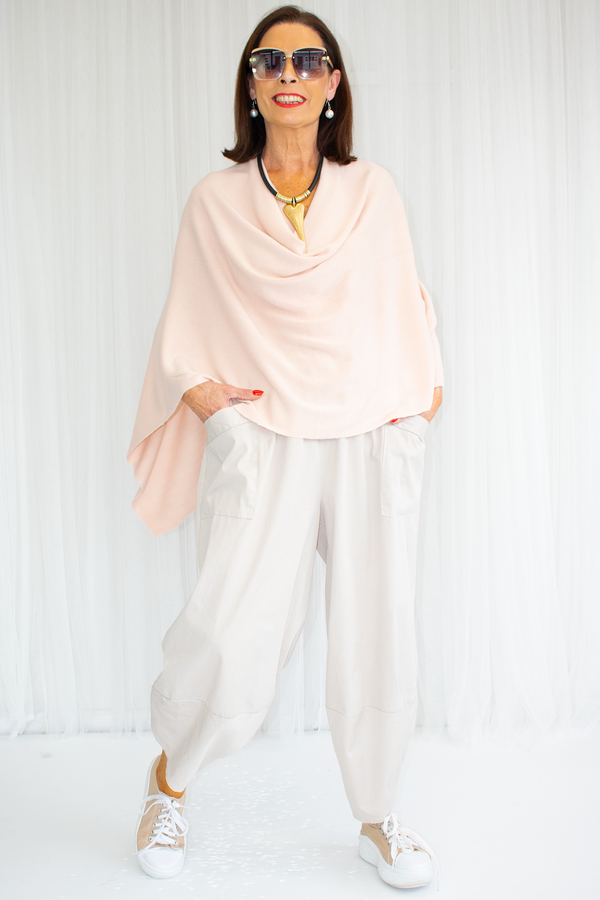 Mollie-Ann Poncho Style Fine Knit in Blush