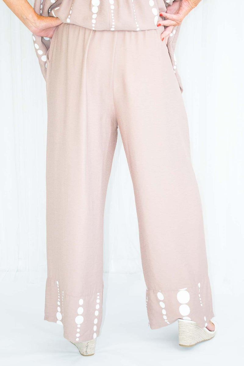 Polly Palazzo Trouser in Latte Circle Print